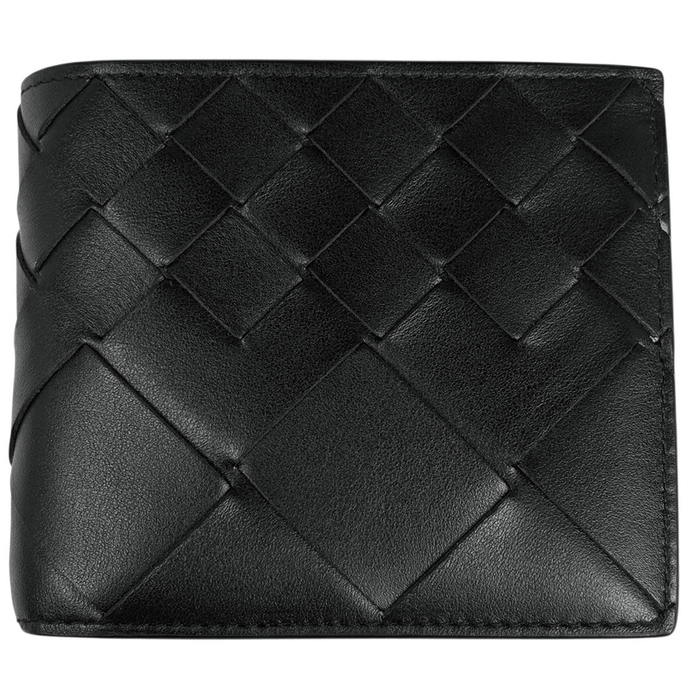 Bottega Veneta Intrecciato Bi fold Wallet Coin Purse Leather Black